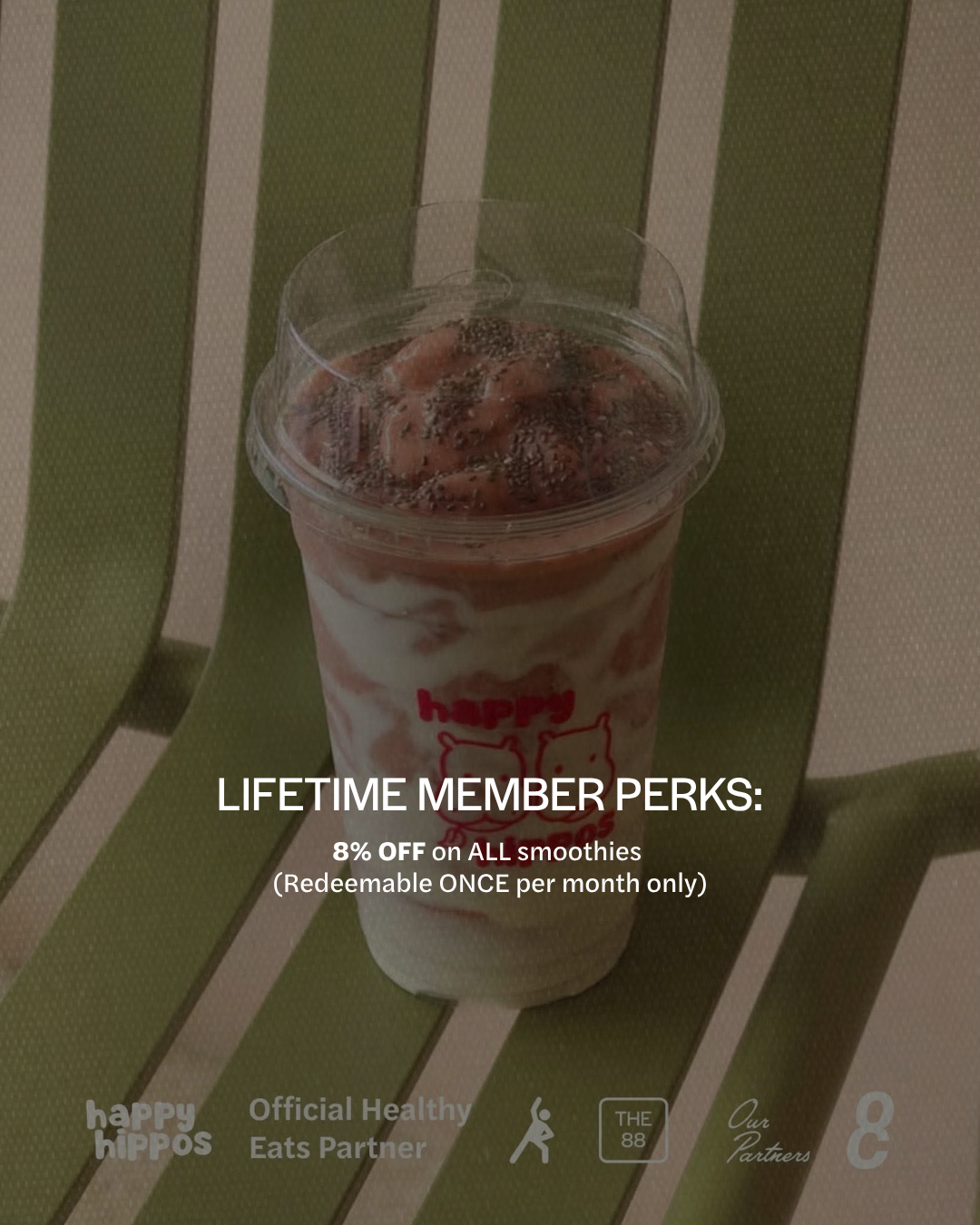 A Happy Hippos smoothie, THE 88 official healthy eats partner